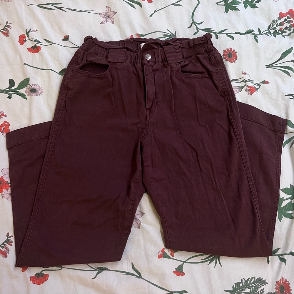 Pistola Maroon Buttoned Trousers